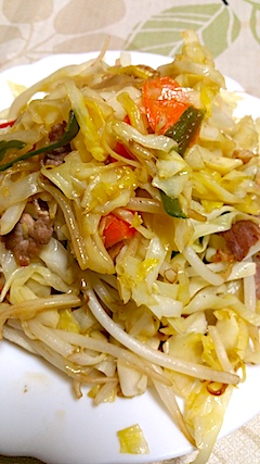 20170109晩ご飯野菜炒め