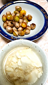 20171126晩ご飯ギンナンと寄せ豆富