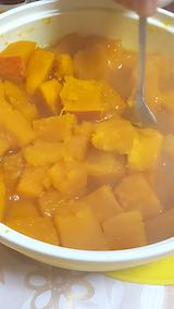 20191204朝ご飯アツアツのカボチャ