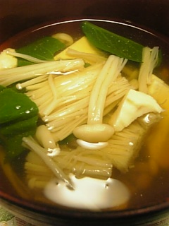 20100331小松菜とエノキダケ豆富のお吸いもの