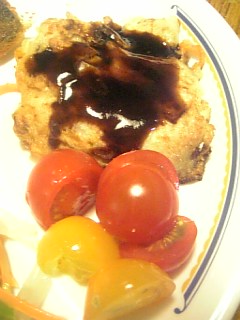 20110425ミニトマトとお好み焼き風イカ
