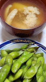 20200816晩ご飯サヤインゲンと油揚げのみそ汁