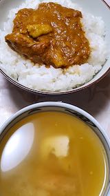 20210203晩ご飯ミニカレーと味噌汁