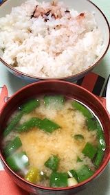 20220417晩ご飯ネギと豆富のみそ汁
