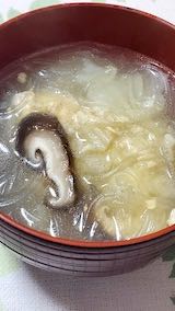 20230224お昼ご飯ハクサイとハルサメの野菜スープ