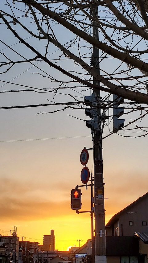 20230315外の様子夕方夕焼け空2